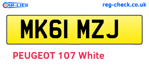 MK61MZJ are the vehicle registration plates.