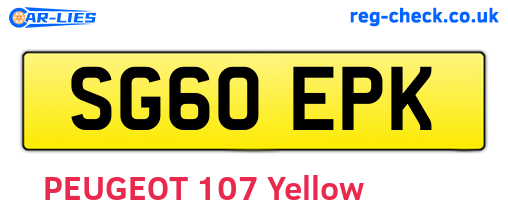SG60EPK are the vehicle registration plates.