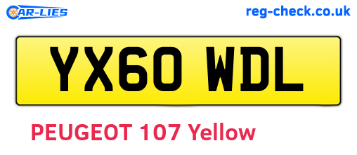 YX60WDL are the vehicle registration plates.