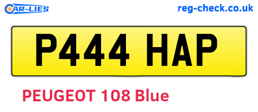 P444HAP are the vehicle registration plates.