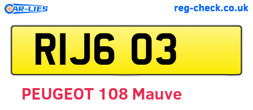 RIJ603 are the vehicle registration plates.