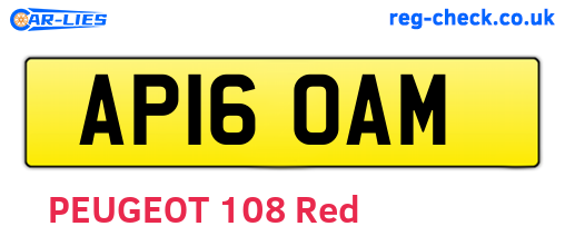 AP16OAM are the vehicle registration plates.