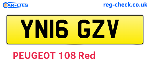 YN16GZV are the vehicle registration plates.