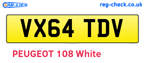 VX64TDV are the vehicle registration plates.