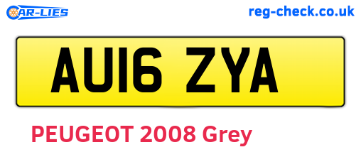 AU16ZYA are the vehicle registration plates.
