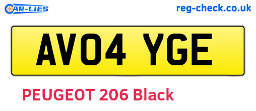 AV04YGE are the vehicle registration plates.