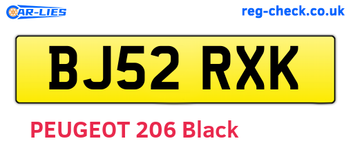 BJ52RXK are the vehicle registration plates.