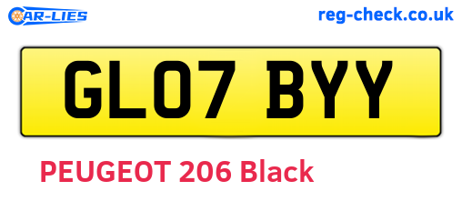 GL07BYY are the vehicle registration plates.