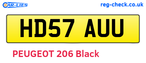 HD57AUU are the vehicle registration plates.