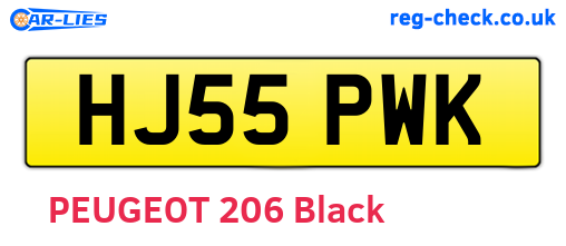HJ55PWK are the vehicle registration plates.