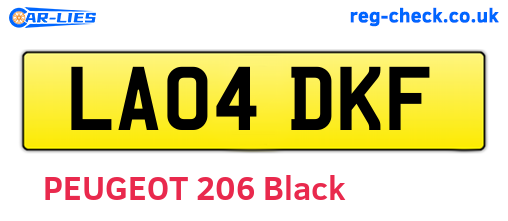 LA04DKF are the vehicle registration plates.