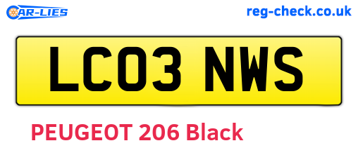 LC03NWS are the vehicle registration plates.
