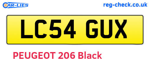 LC54GUX are the vehicle registration plates.