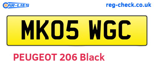 MK05WGC are the vehicle registration plates.