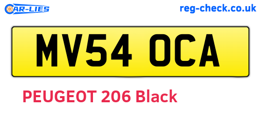 MV54OCA are the vehicle registration plates.