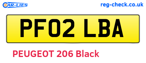PF02LBA are the vehicle registration plates.