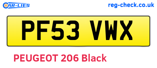 PF53VWX are the vehicle registration plates.