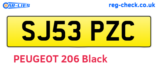 SJ53PZC are the vehicle registration plates.
