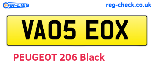 VA05EOX are the vehicle registration plates.