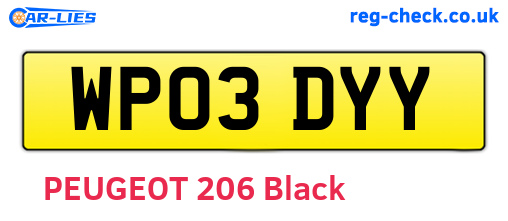 WP03DYY are the vehicle registration plates.