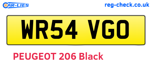 WR54VGO are the vehicle registration plates.