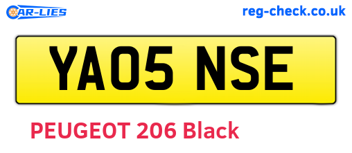 YA05NSE are the vehicle registration plates.