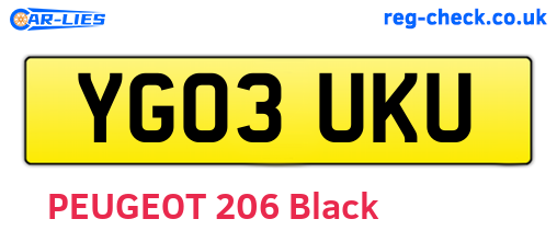 YG03UKU are the vehicle registration plates.
