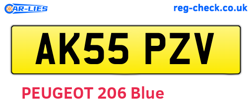 AK55PZV are the vehicle registration plates.