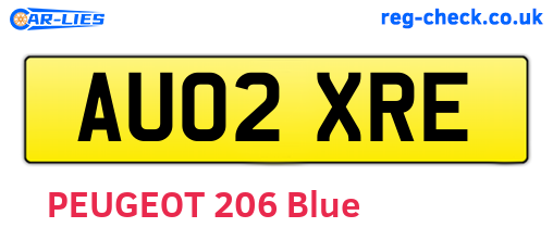 AU02XRE are the vehicle registration plates.
