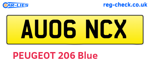AU06NCX are the vehicle registration plates.