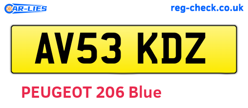 AV53KDZ are the vehicle registration plates.