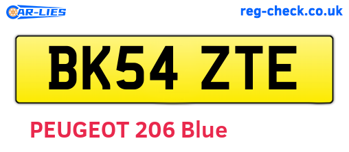 BK54ZTE are the vehicle registration plates.