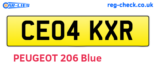 CE04KXR are the vehicle registration plates.