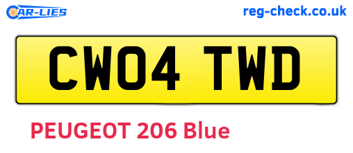 CW04TWD are the vehicle registration plates.