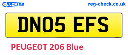 DN05EFS are the vehicle registration plates.