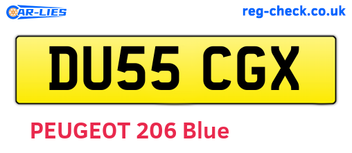 DU55CGX are the vehicle registration plates.