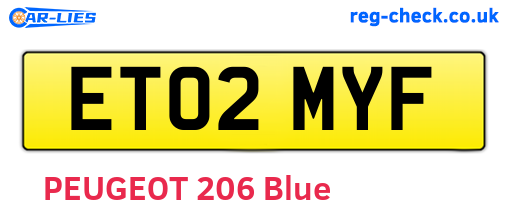 ET02MYF are the vehicle registration plates.
