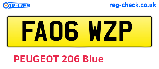 FA06WZP are the vehicle registration plates.