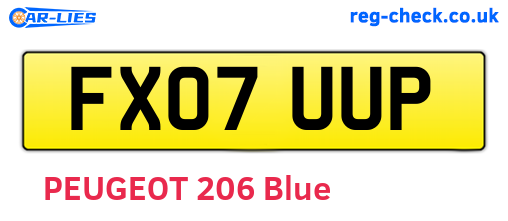 FX07UUP are the vehicle registration plates.