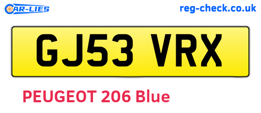 GJ53VRX are the vehicle registration plates.