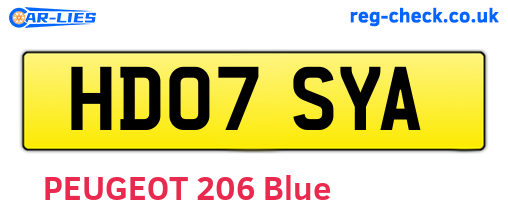 HD07SYA are the vehicle registration plates.