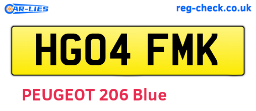 HG04FMK are the vehicle registration plates.