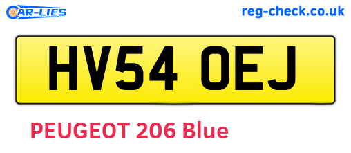HV54OEJ are the vehicle registration plates.