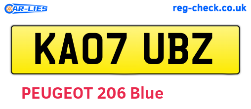 KA07UBZ are the vehicle registration plates.
