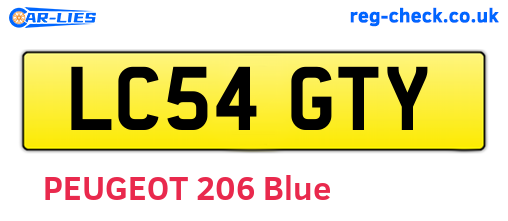 LC54GTY are the vehicle registration plates.