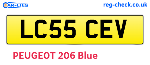 LC55CEV are the vehicle registration plates.