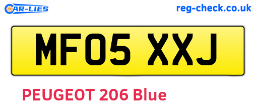 MF05XXJ are the vehicle registration plates.