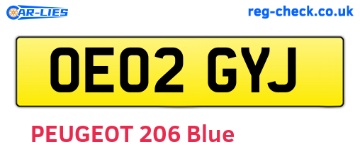 OE02GYJ are the vehicle registration plates.