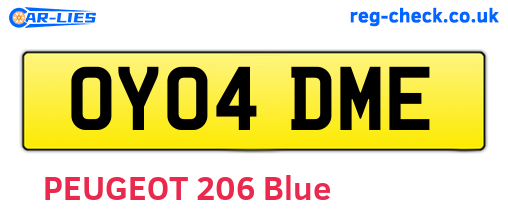 OY04DME are the vehicle registration plates.