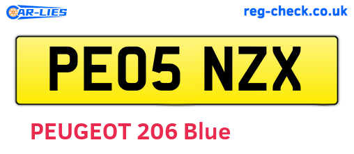 PE05NZX are the vehicle registration plates.